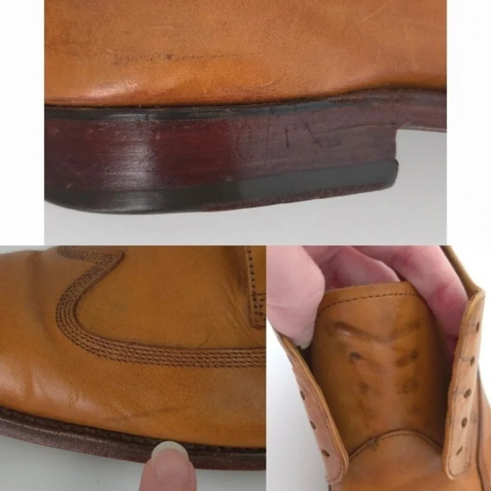 Grenson Tan‎ Brown Leather Wingtip Oxford Dress Shoes- Men's 12